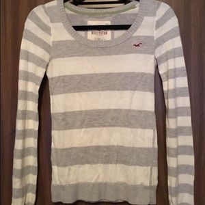 Grey and White Striped Sweater